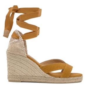 Sandalia de cuña Bailey en algodón orgánico lavado y cierre de cintas