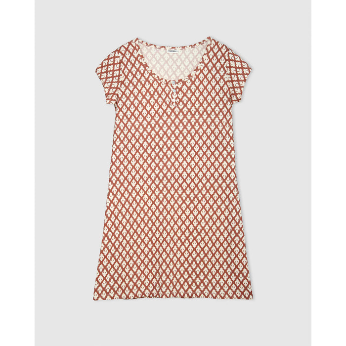 Camisón corto de algodón siam burdeos