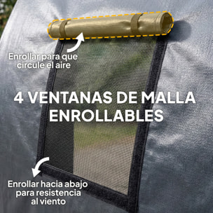 Carpa Garaje Portátil 3x6 m, Garaje Exterior para Coche Impermeable con Puerta Enrollable con Cremalleras y 4 Ventanas, Marco Metal Galvanizado, UPF 30+, Cobertizo de Almacenamiento, Gris