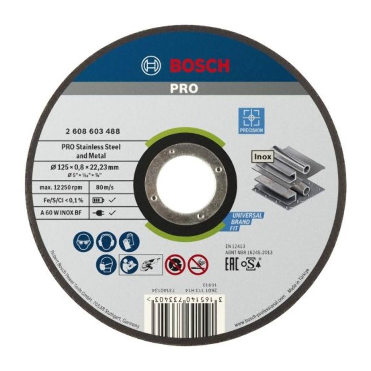 100 Disques à tronçonner PRO Inox & métal ø125x16mm - BOSCH - 2608626114