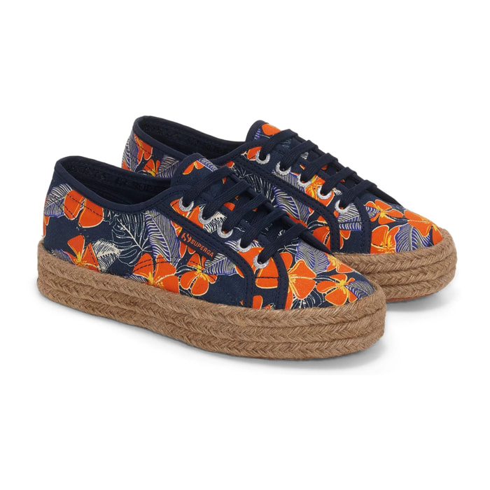 Superga - Zapatos de mujer Mujer Azul - 2730 ROPE HIBISCUS FLOWER PRINT