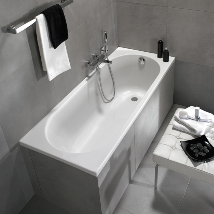 Baignoire droite 170 x 75 O.Novo + Vidage de baignoire WIRQUIN chromé