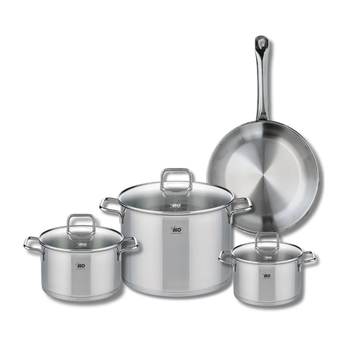Ensemble de 1 Poêle de cuisson 28 cm et 3 faitouts 16, 20 et 26 cm Elo Profi Citrin