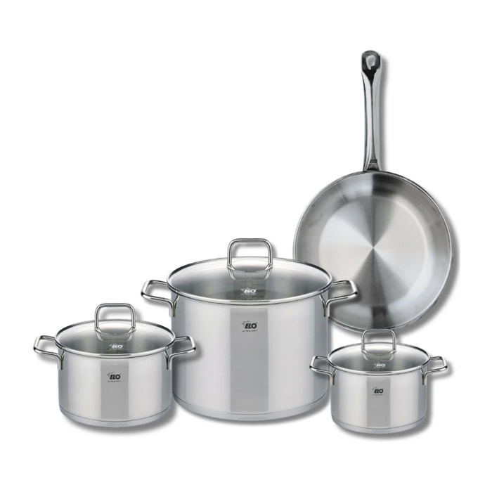 Ensemble de 1 Poêle de cuisson 28 cm et 3 faitouts 16, 20 et 26 cm Elo Profi Citrin