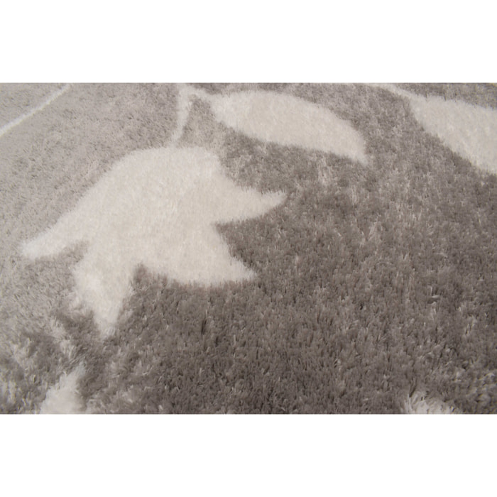 Oslo - tapis de salon à poils longs avec motifs linéaires gris