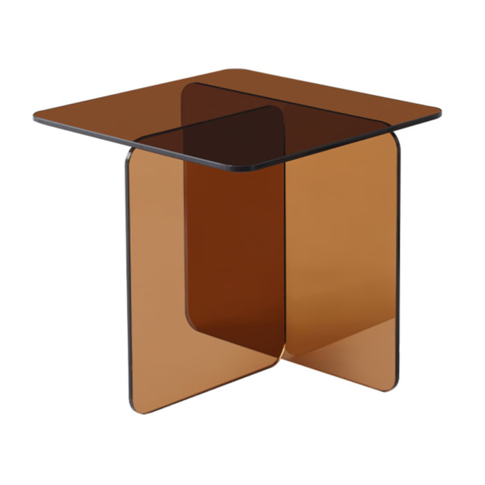 Table basse carrée en verre trempé fumé orangé - BENT