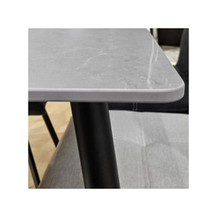 Table en céramique gris grainé et pieds métal noir L160cm - STONE