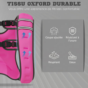 Gilet lesté 8 Kg - veste lestée de sport fitness - poche de rangement intégrée - Oxford rose
