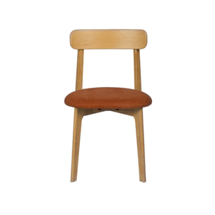 Chaise vintage bois d'hévéa teinte naturelle et tissu texturé (lot de 2) VICTOIRE