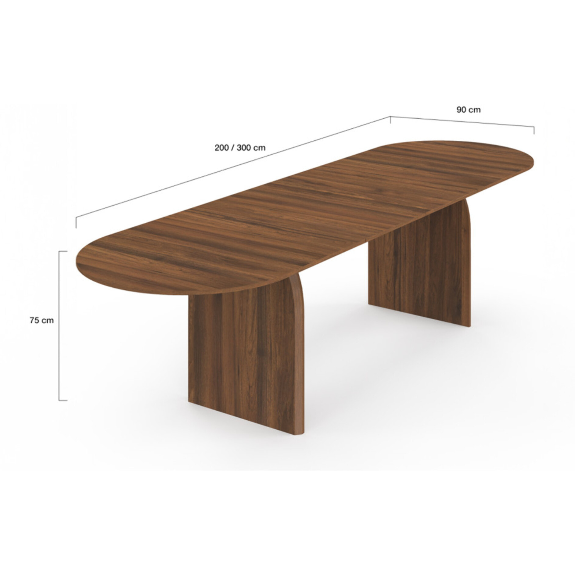 Table à manger extensible Japandi 200-300cm effet noyer