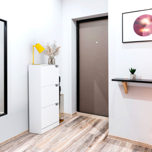 Scarpiera Portascarpe 3 Ante In Legno MDF Salvaspazio A Ribalta Maniglie A Scomparsa Per Ingresso Soggiorno Casa Camera 115x24x63 Cm Bianco