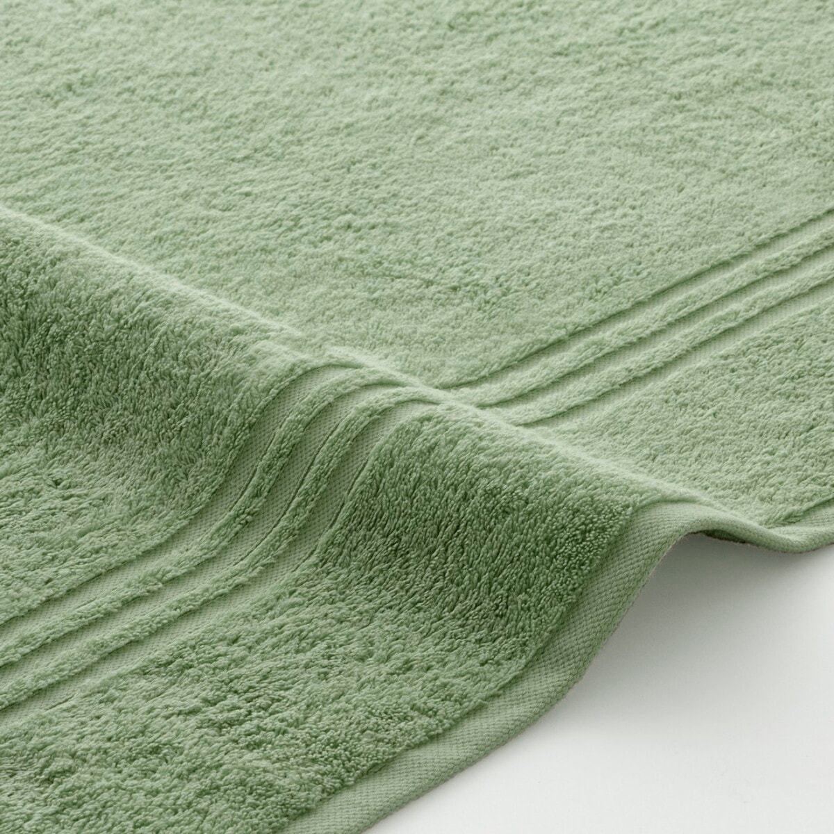 Set 2 toallas ducha + 2 toallas lavabo musgo-blanco premium