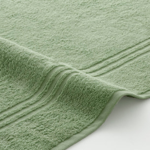 Set 2 toallas ducha + 2 toallas lavabo musgo-blanco premium