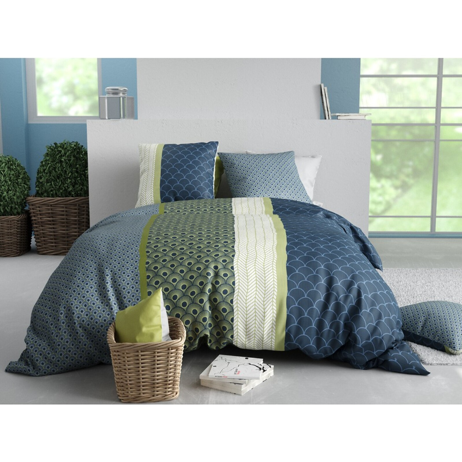 Parure housse de couette imprimée + 2 taies Polo