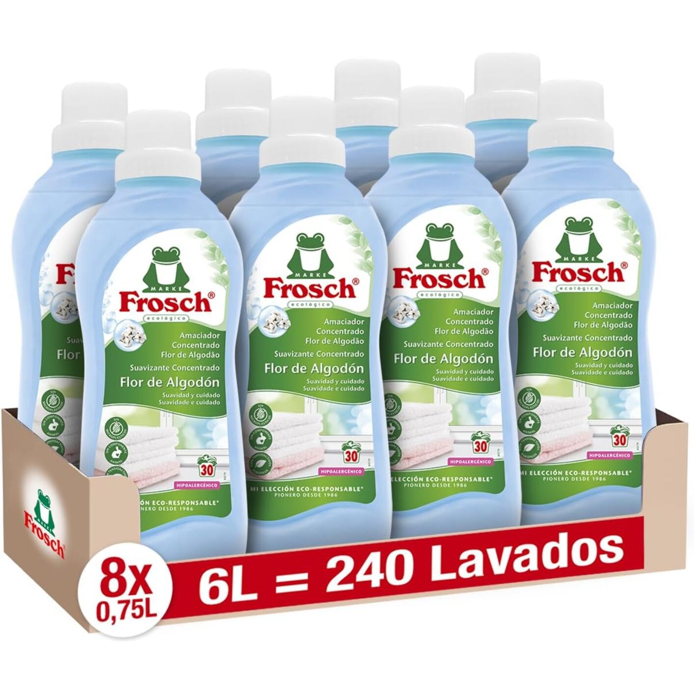 Pack 8x Suavizante Flor de Algodón Frosch 750 ml