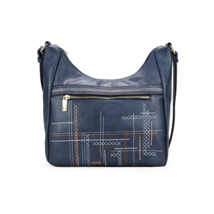 Bolso bandolera azul con bordado