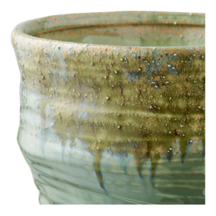 Vaso in ceramica verde con costolature ø22×34,5 cm