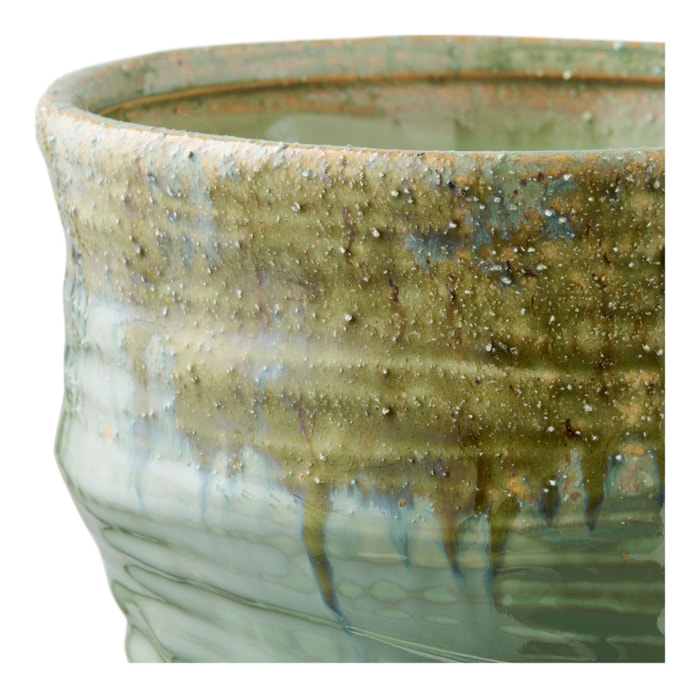 Vaso in ceramica verde con costolature ø22×34,5 cm