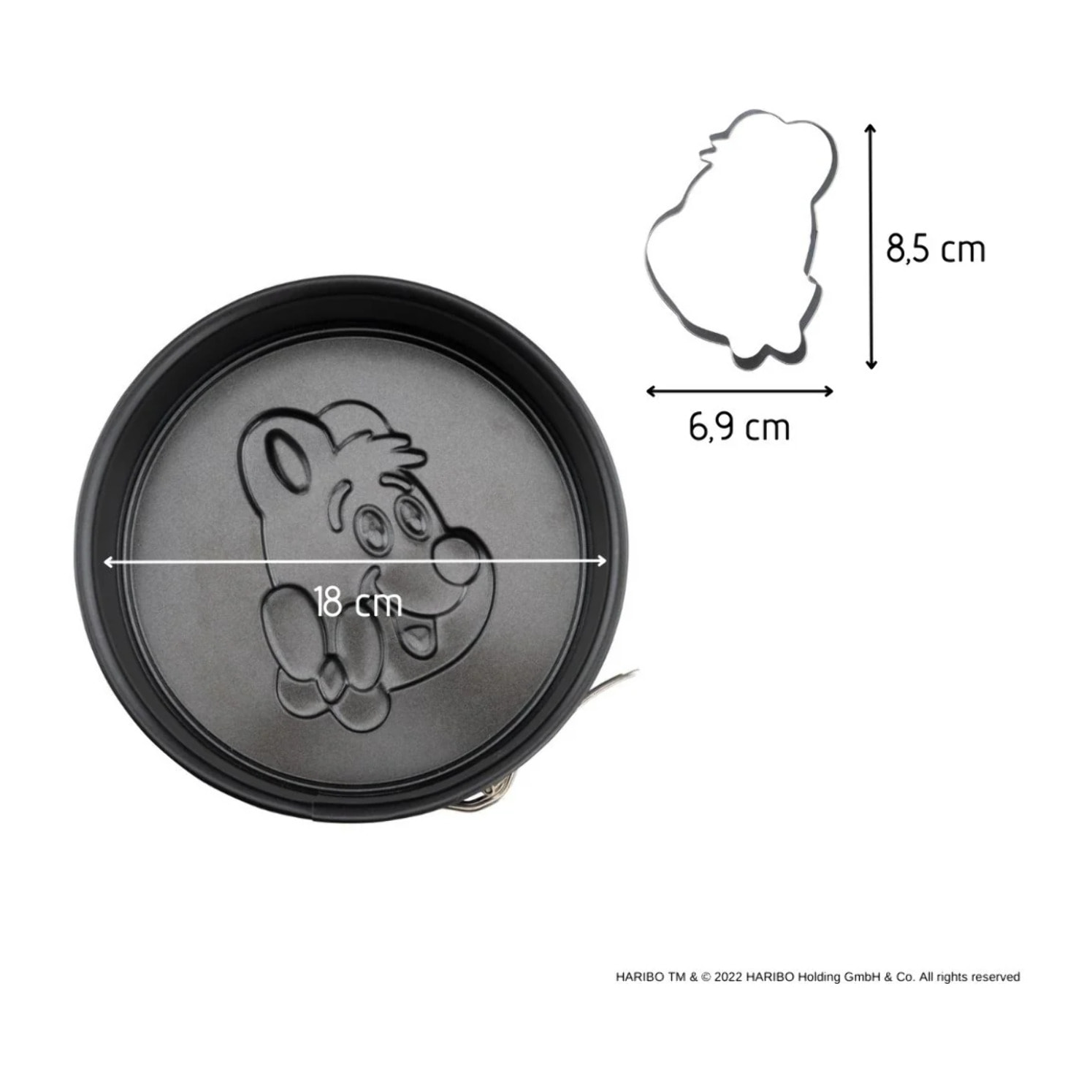 Set pâtisserie avec mini moule à manqué 18 cm à charnière et emporte-pièce motif ourson, 2 bols à mixer et spatule Zenker