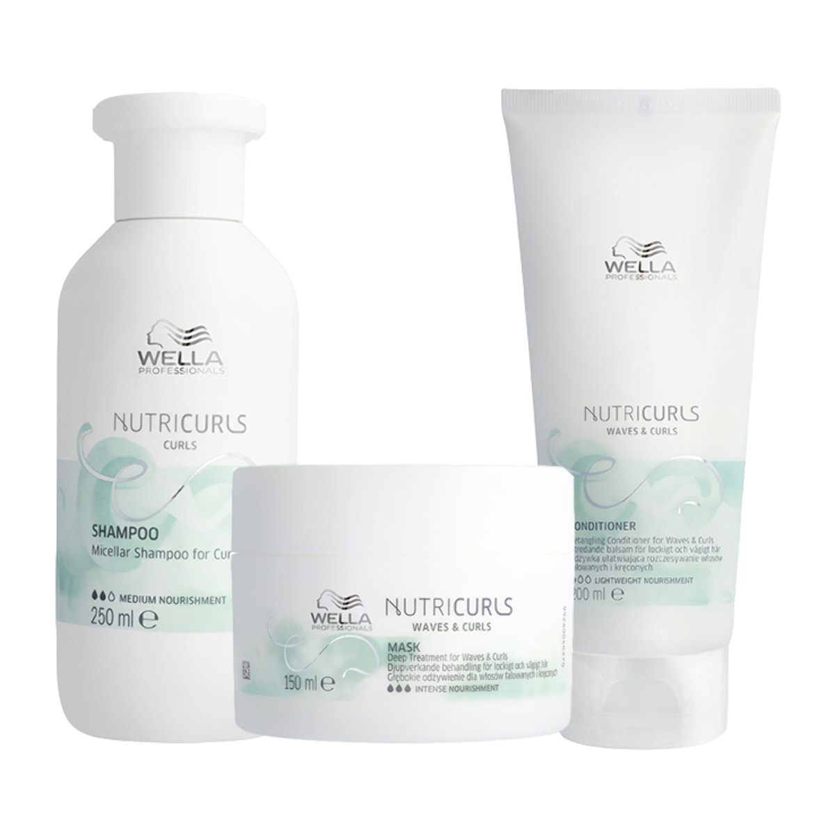 WELLA PROFESSIONALS Kit Nutricurls Curls Shampoo 250ml + Mask 150ml + Conditioner 200ml