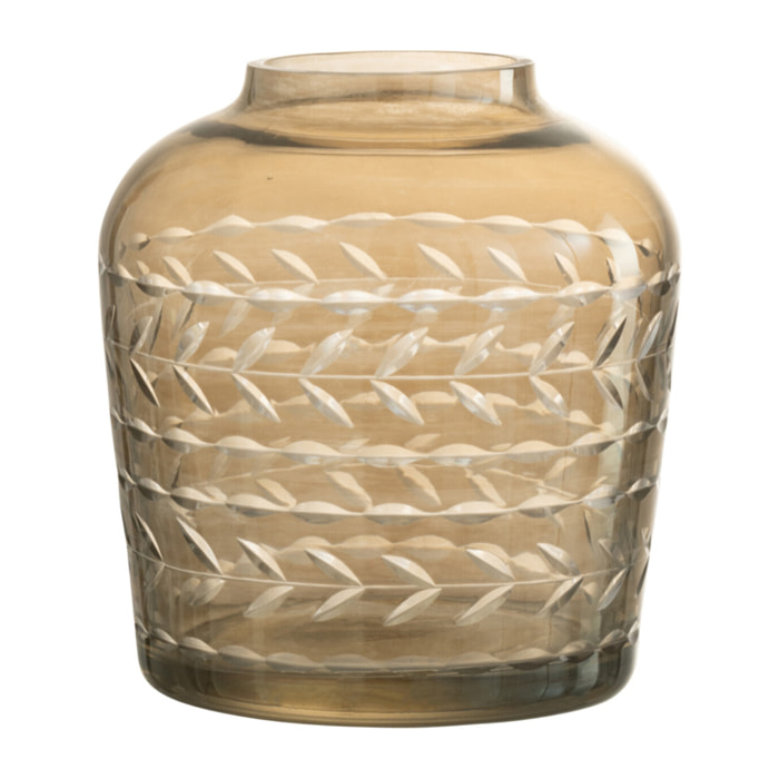 J-Line bougeoir Branche Rond - verre - gris fumé