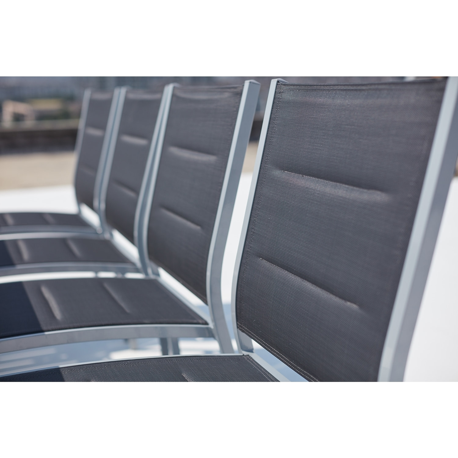 Table de jardin extensible et 10 chaises alu/toile PVC gris BERENIS