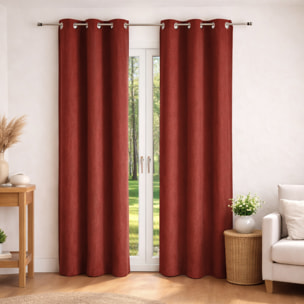 Rideau uni  - Effet daim - Terracotta