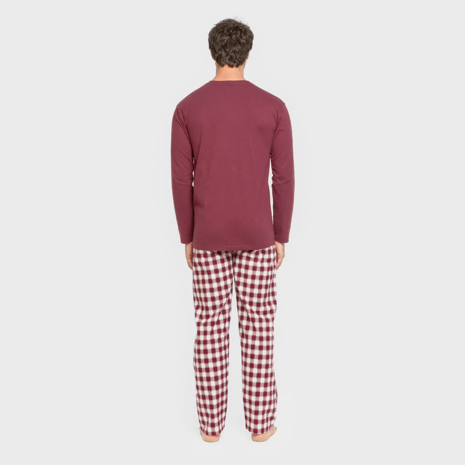 Pigiama uomo in flanella cuadro gustavo bordeaux
