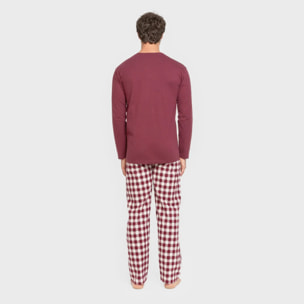 Pigiama uomo in flanella cuadro gustavo bordeaux
