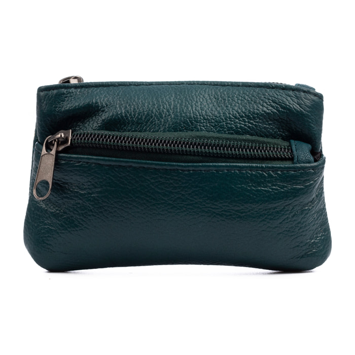 Atrani portamonedas con doble compartimento de piel Dollaro. Llavero interior.