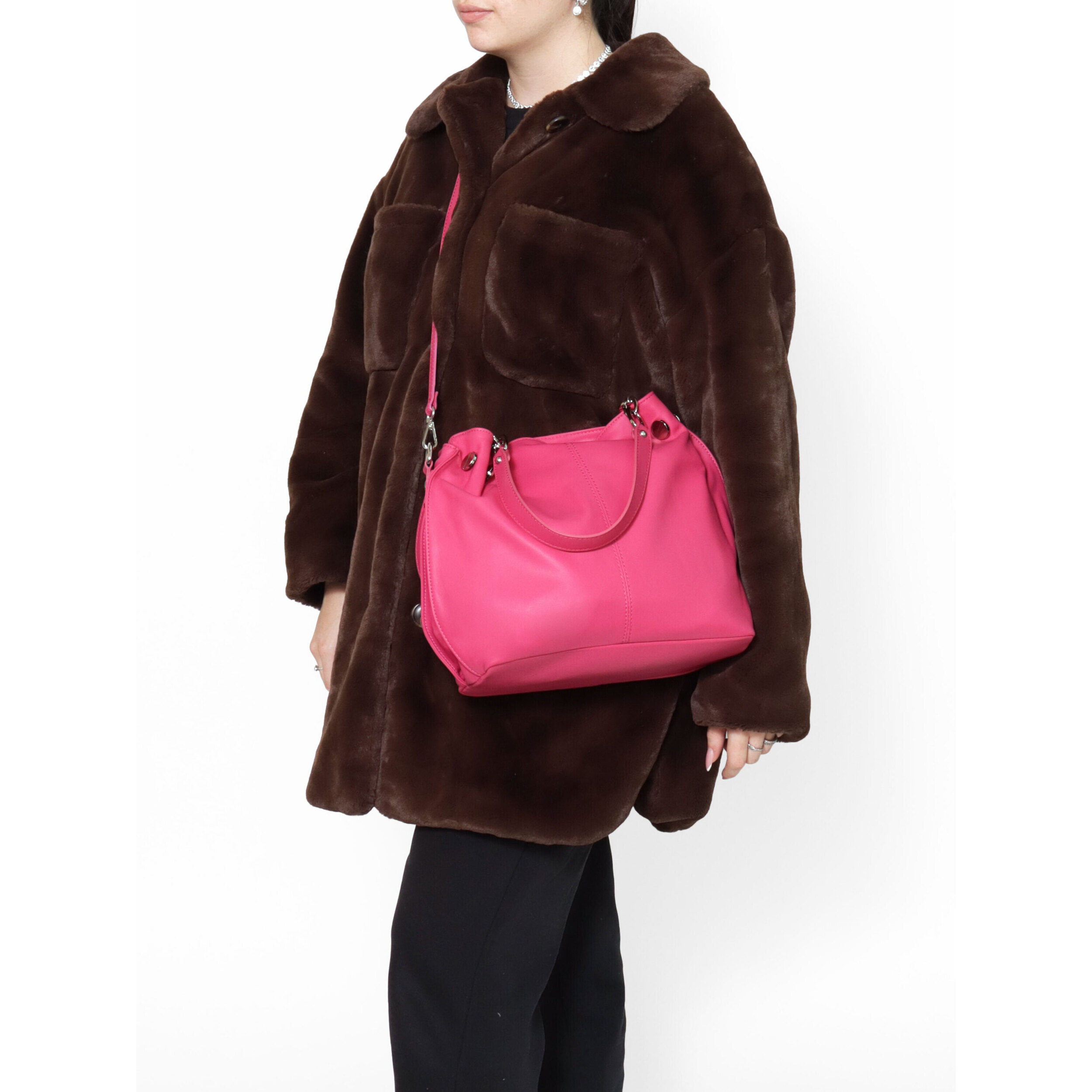 Borsa a mano da donna Made in Italy - Modello Ereba - 100% pelle - 38.0 x 30.0 x 12.0 cm