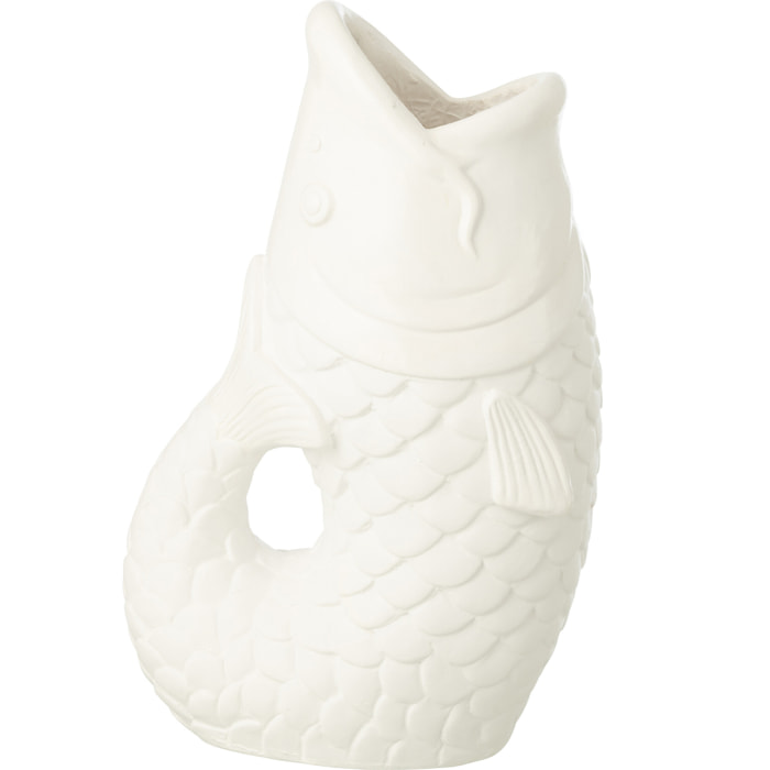 J-Line Cache-Pot Poisson Extérieur - polyrésine - blanc - small