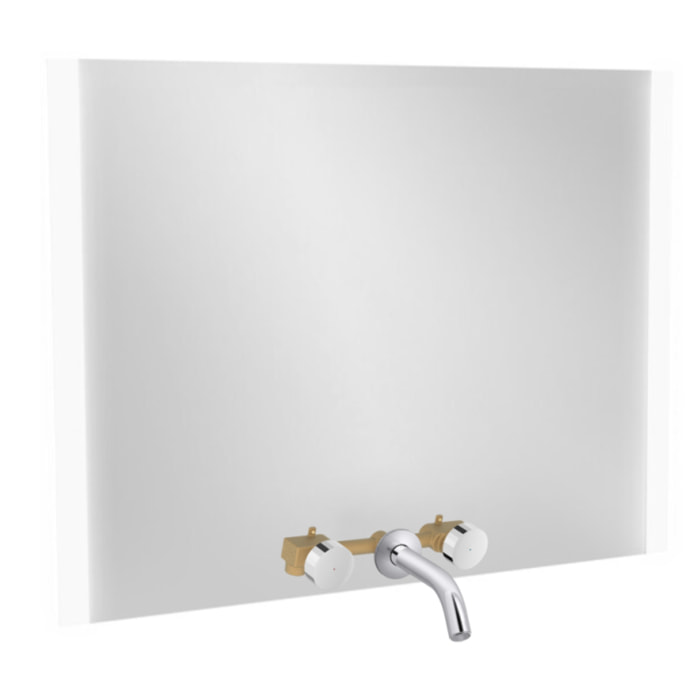 Miroir 3 trous 100 cm + mitigeur lavabo encastré 3 trous Grands Boulevards chrome