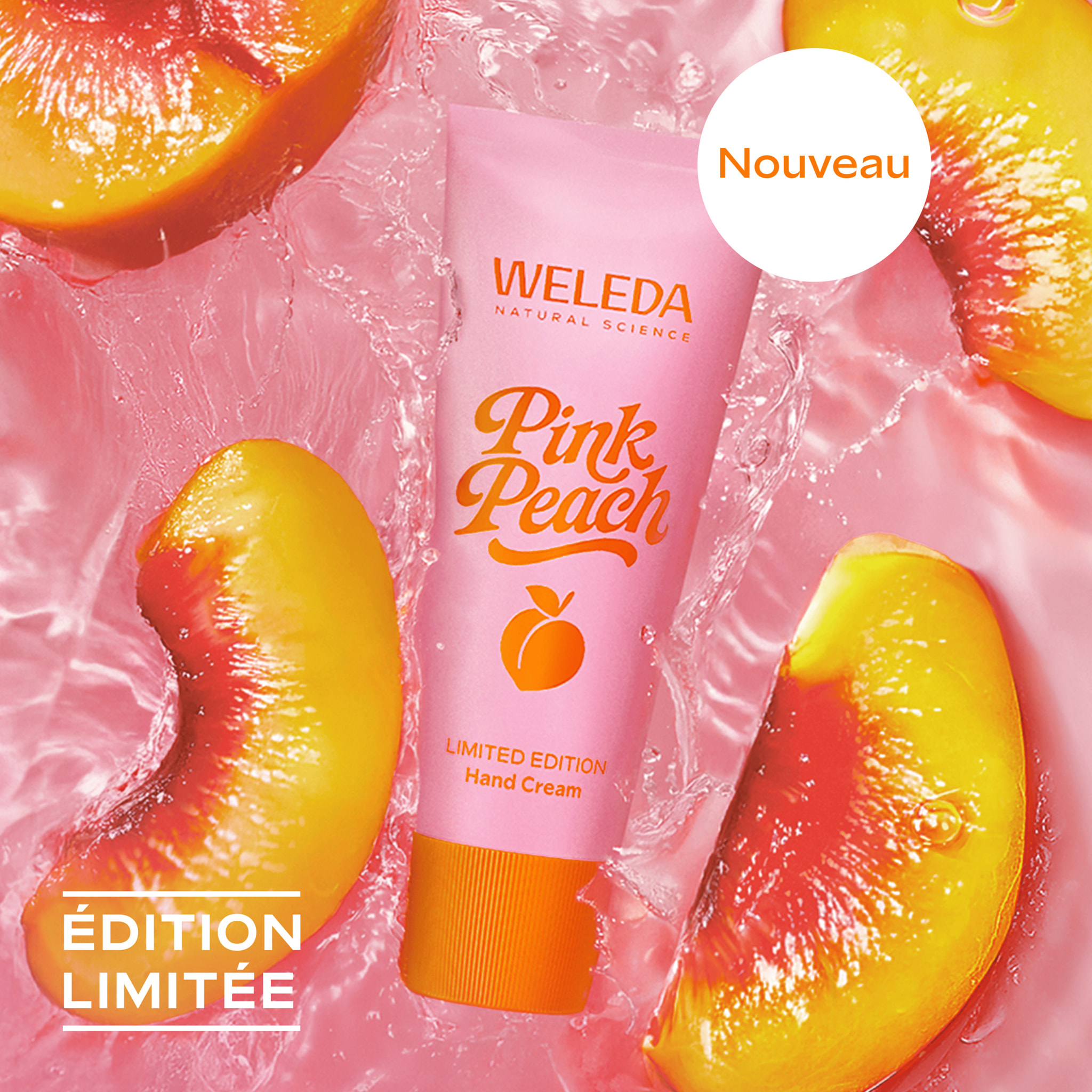 WELEDA - Pink Peach Crème Mains - 50ml - Texture légère qui pénètre rapidement - Hydrate et adoucit les mains