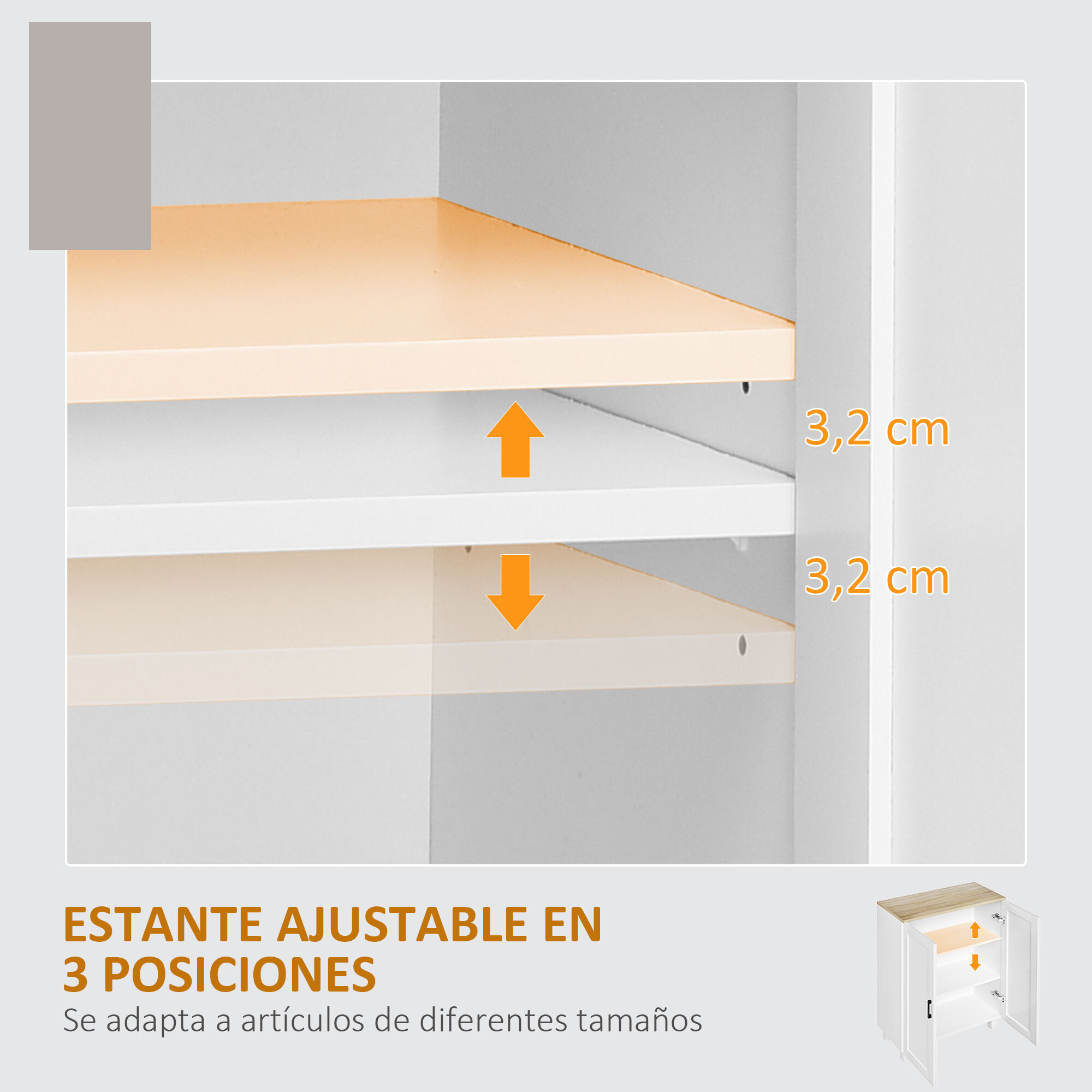 Armario de Salón Moderno Armario de Almacenaje con 2 Puertas Estante Ajustable y Base Elevada para Cocina Comedor Pasillo Dormitorio Dispositivo Antivuelco 60x30x90 cm Blanco