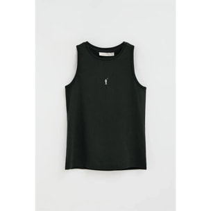 Canotta nera slim fit con ricamo Rigby Go