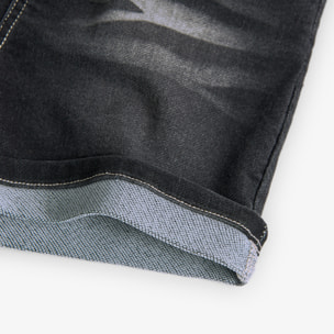 Bermudas para niÃ±o en denim liso de color negro, Camiseta