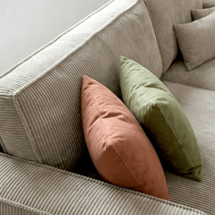 Canapé d'angle convertible 4 places en velours côtelé - LIVIA