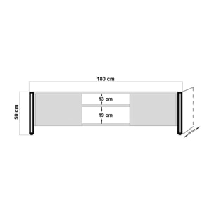 Mobile porta TV Dpetron, Credenza da soggiorno, Armadio basso per TV, Base parete attrezzata, 180x45h50 cm, Quercia e Nero