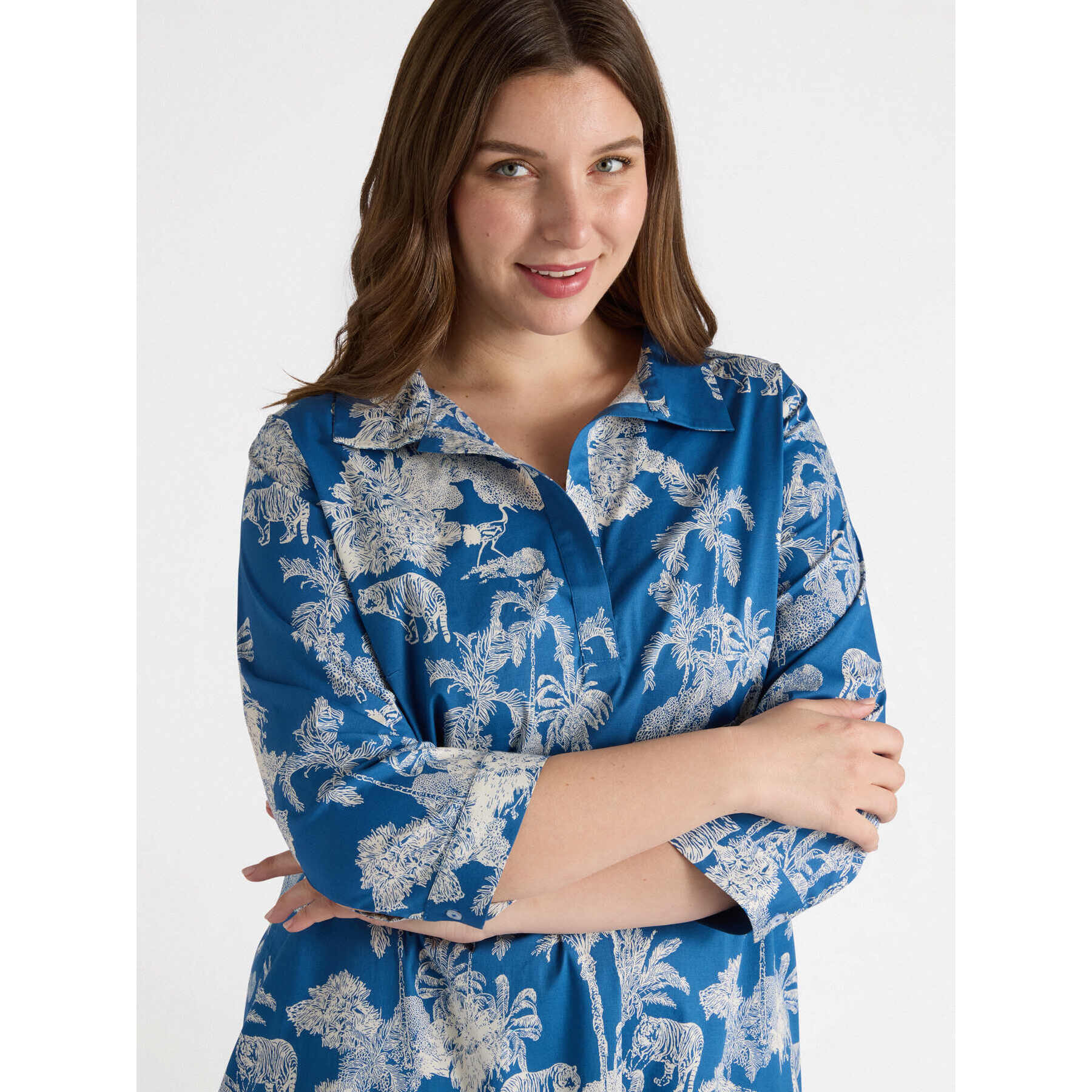 Fiorella Rubino - Vestido con estampado jungla - Azul