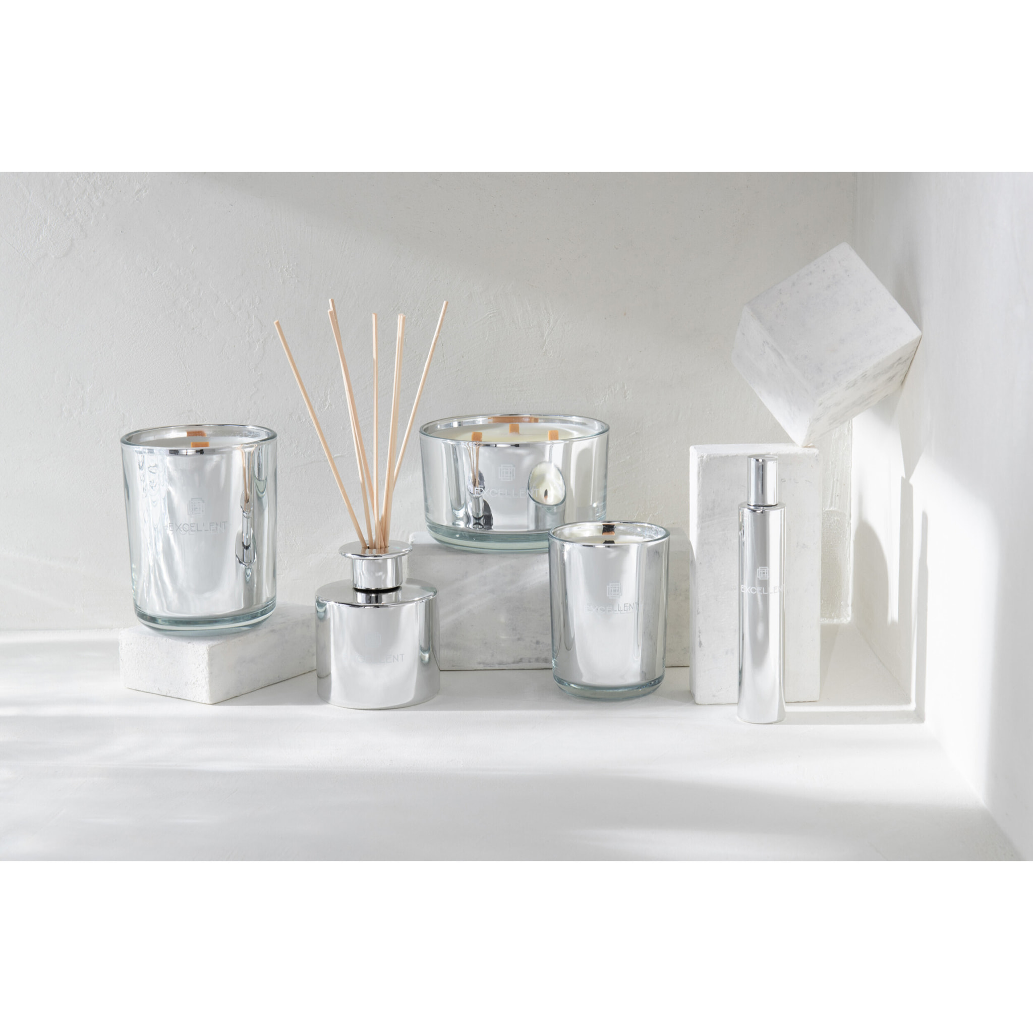 J-Line Bâtonnets parfumés Excellent - Cotton Candy - verre - argent - 150 ml