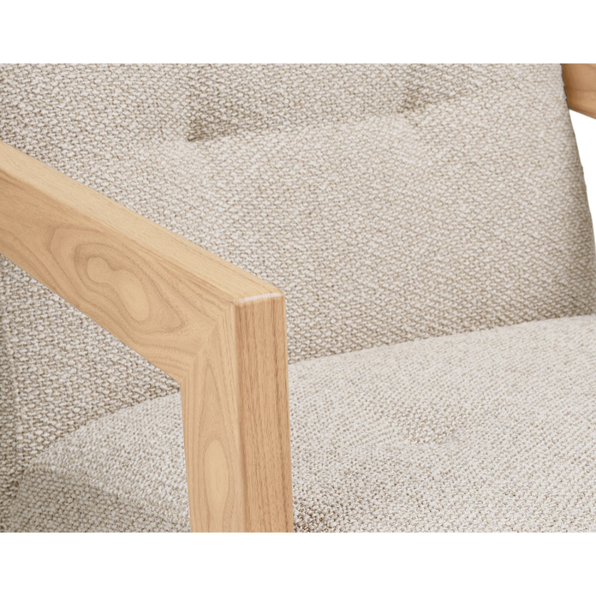 Lola - fauteuil en tissu texturé - accoudoirs en chêne massif FSC  100% - Beige