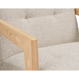 Lola - fauteuil en tissu texturé - accoudoirs en chêne massif FSC  100% - Beige