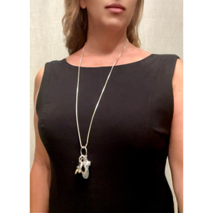Collar largo Drift plata 10µ con anillo y otros charms