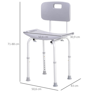 Silla de Ducha Taburete Baño Asiento con Respaldo Altura Regulable Gris NUEVO