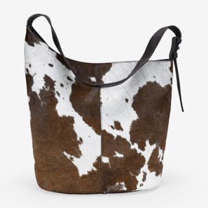 Bolso de hombro de piel con pelo efecto vaca