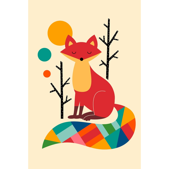 Tableau enfant renard arc en ciel Toile imprimée