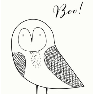 Affiche dessin ""hibou boo"" Affiche sous cadre bois