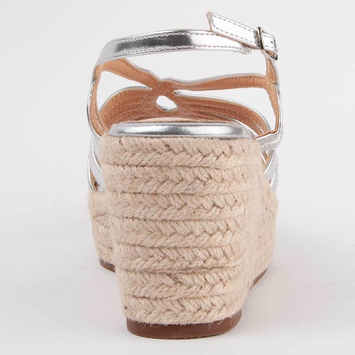 Sandalia De Cuña - Plateado - Altura: 8 Cm