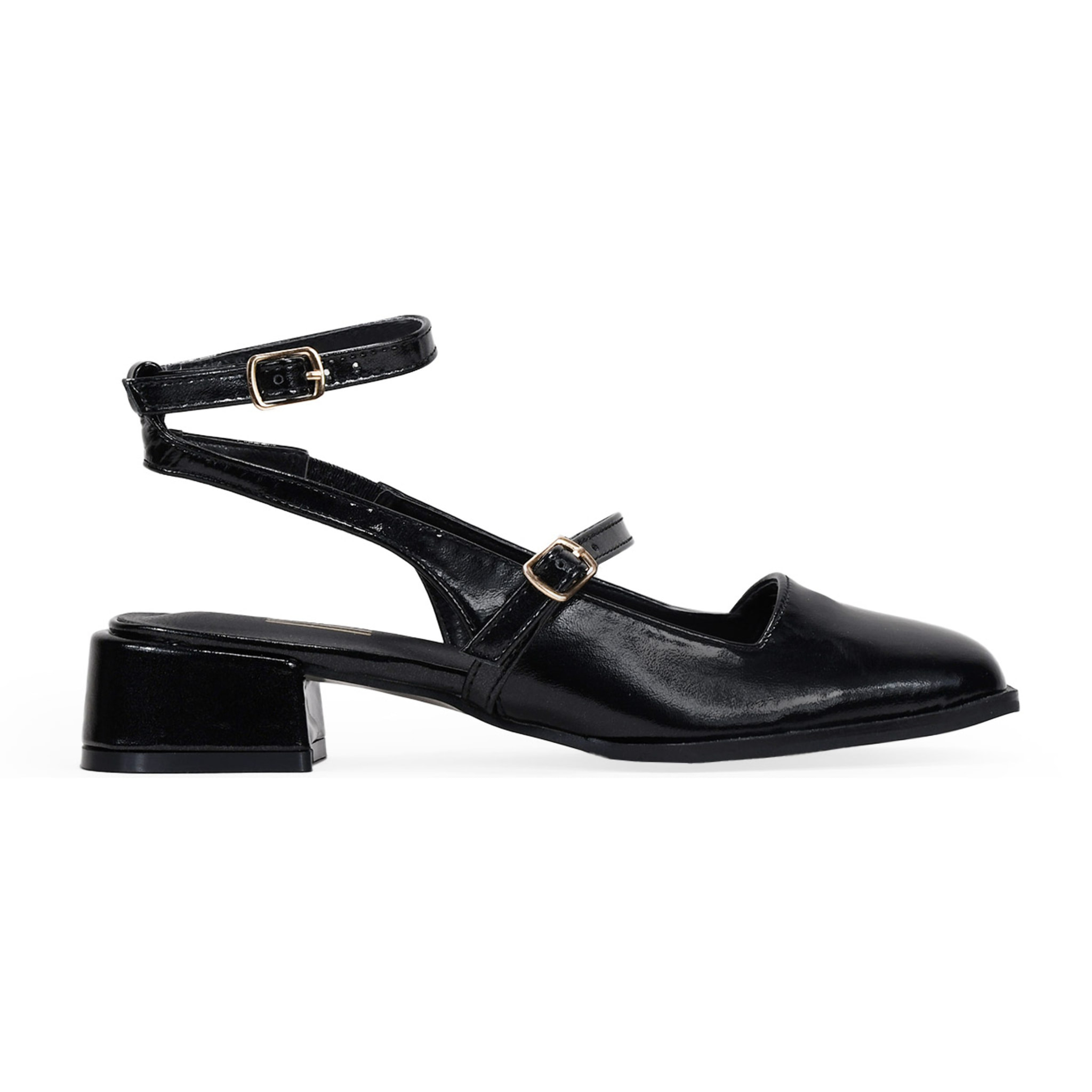 Zapatos Mary Jane destalonados negros con tacón